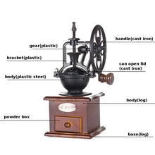 Load image into Gallery viewer, Antique Style Wooden Coffee Grinder
