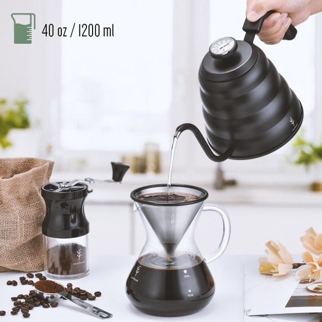 SOULHAND Coffee Kettle 1.2L 1L Stainless Steel Pour Over Coffee Pot Kettle Drip Kettle with Thermometer For Home Office Cafetera