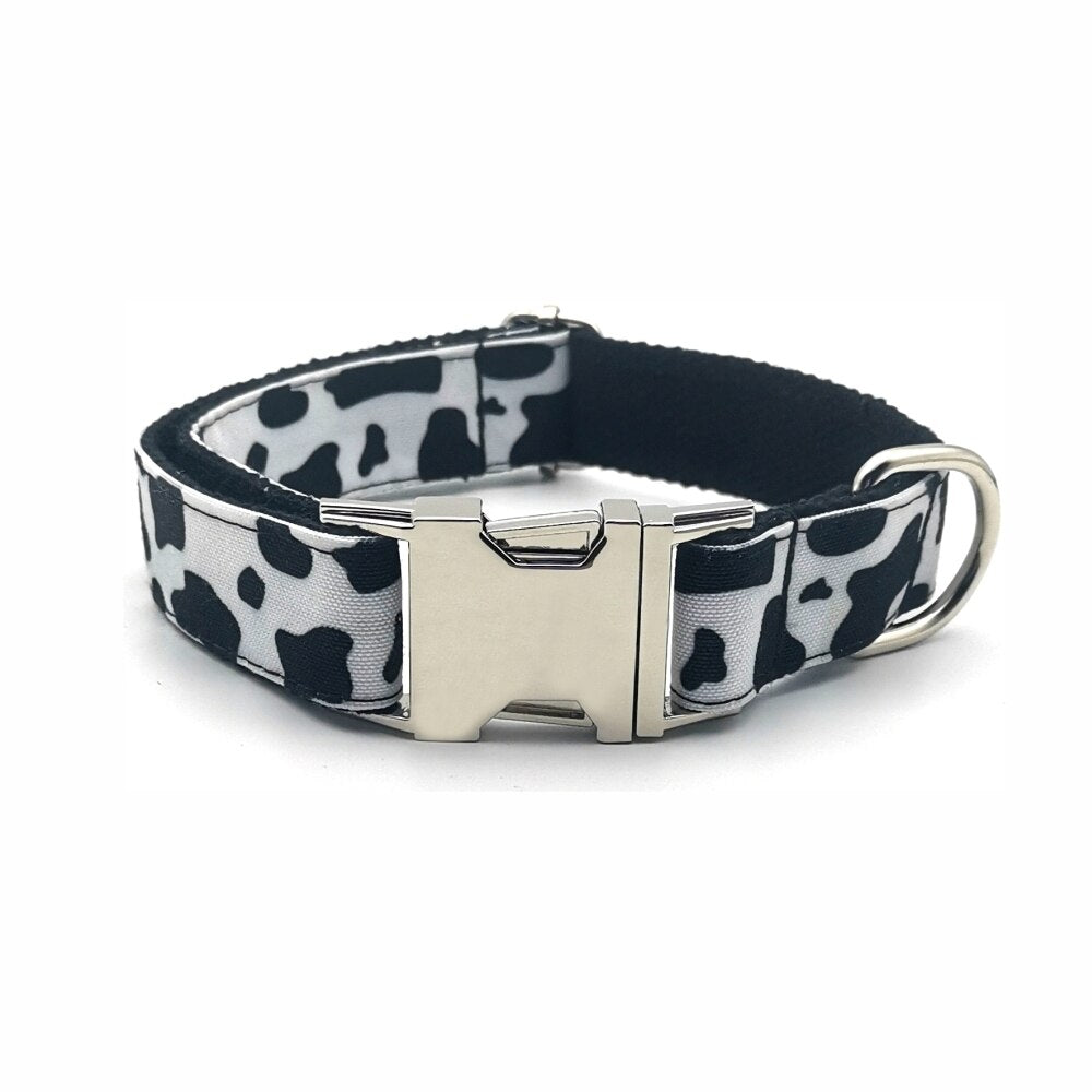 Cow Print Dog Collar & Leash Set - customisable