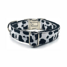 Load image into Gallery viewer, Cow Print Dog Collar &amp; Leash Set - customisable
